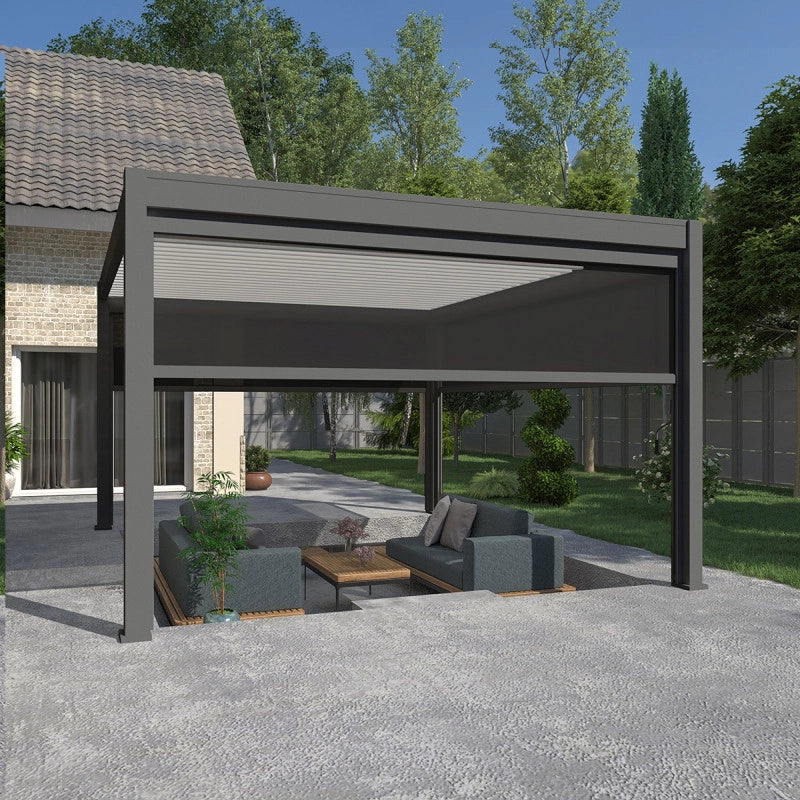 Pergola bioclimatica OmbrÃ©a VS autoportante 4x4M - Antracite/bianco