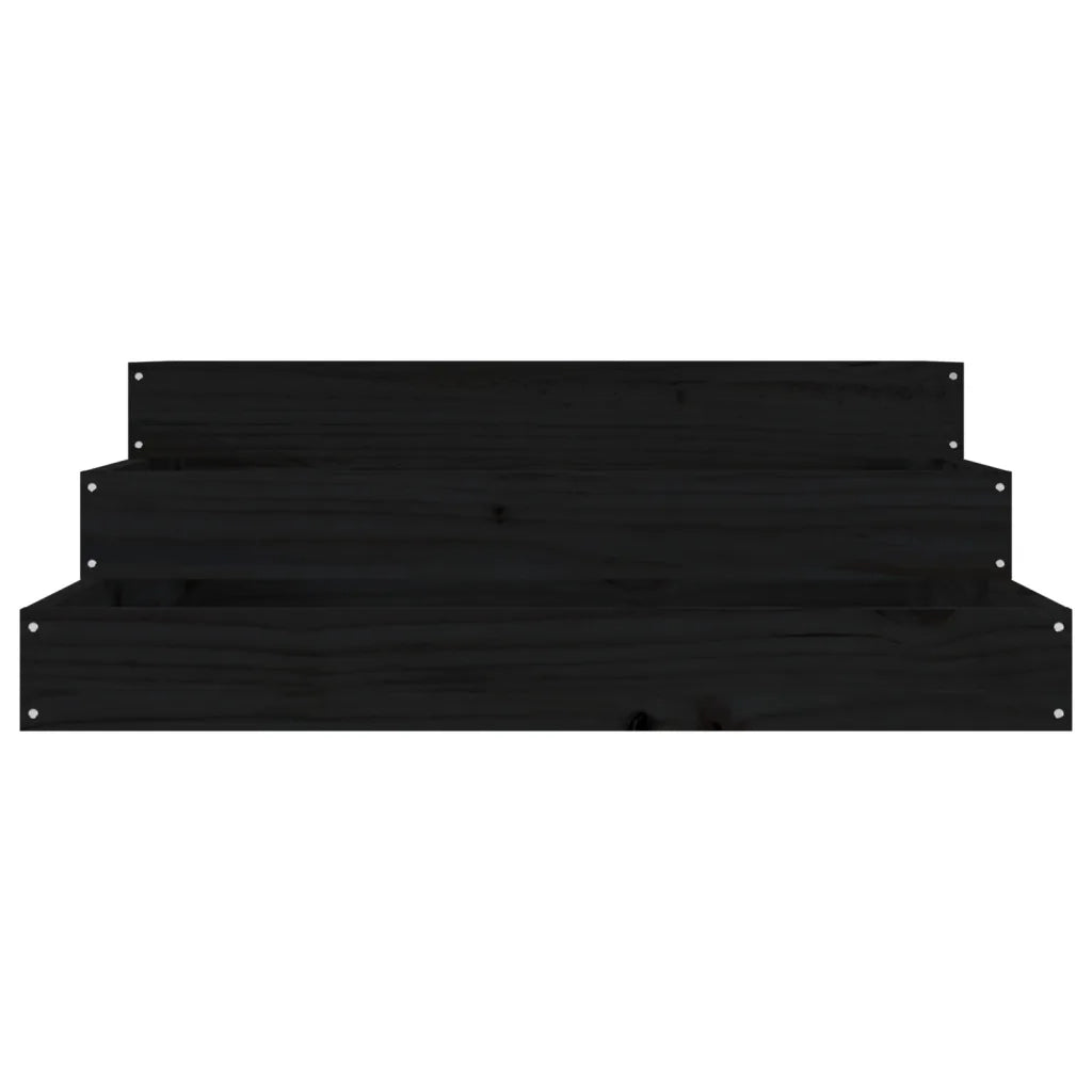 Fioriera Nera 78x78x27 cm in Legno Massello di Pino 823910