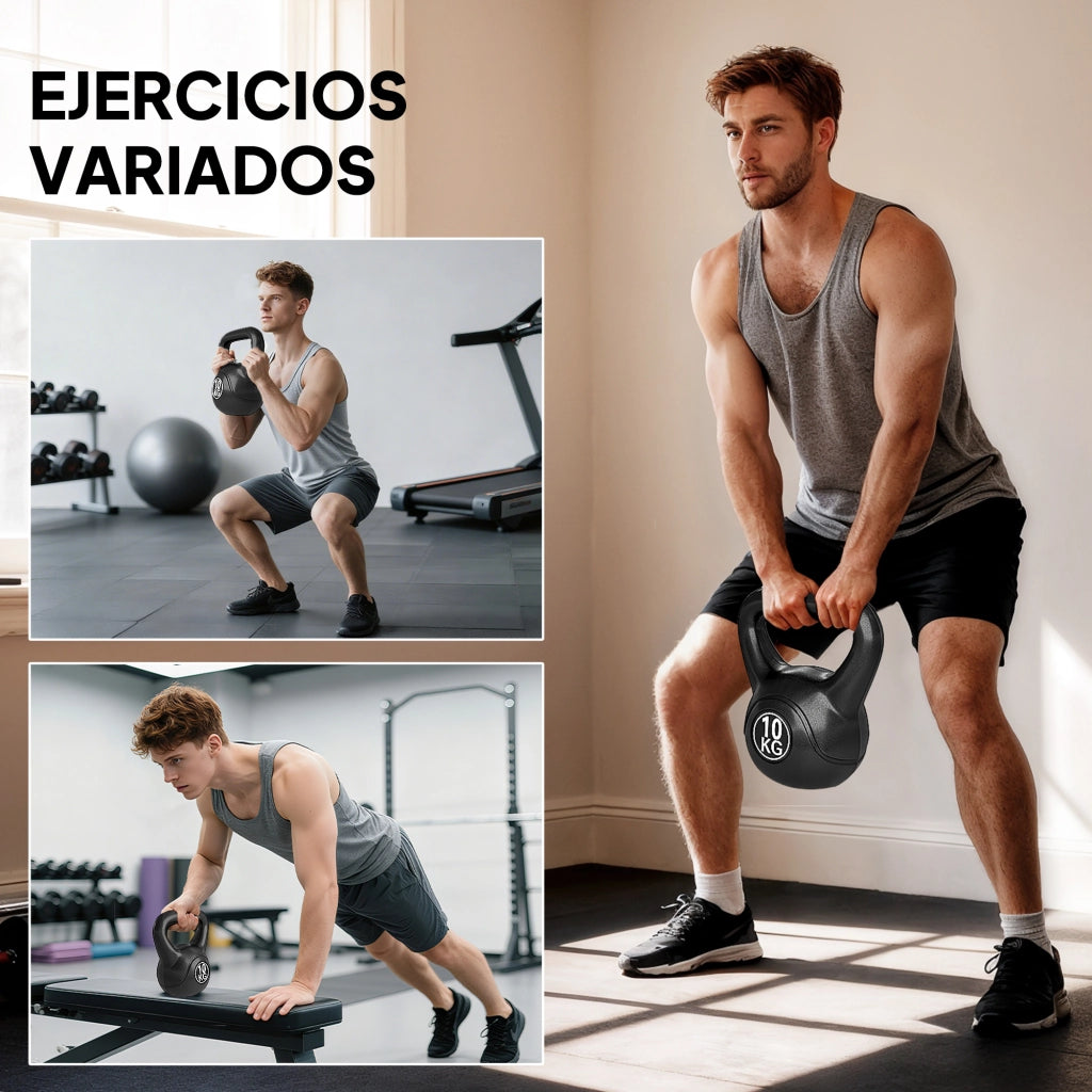 Kettlebell da 10 kg per Allenamento ¨C zephmum ¨C Nero 25x19x28 cm