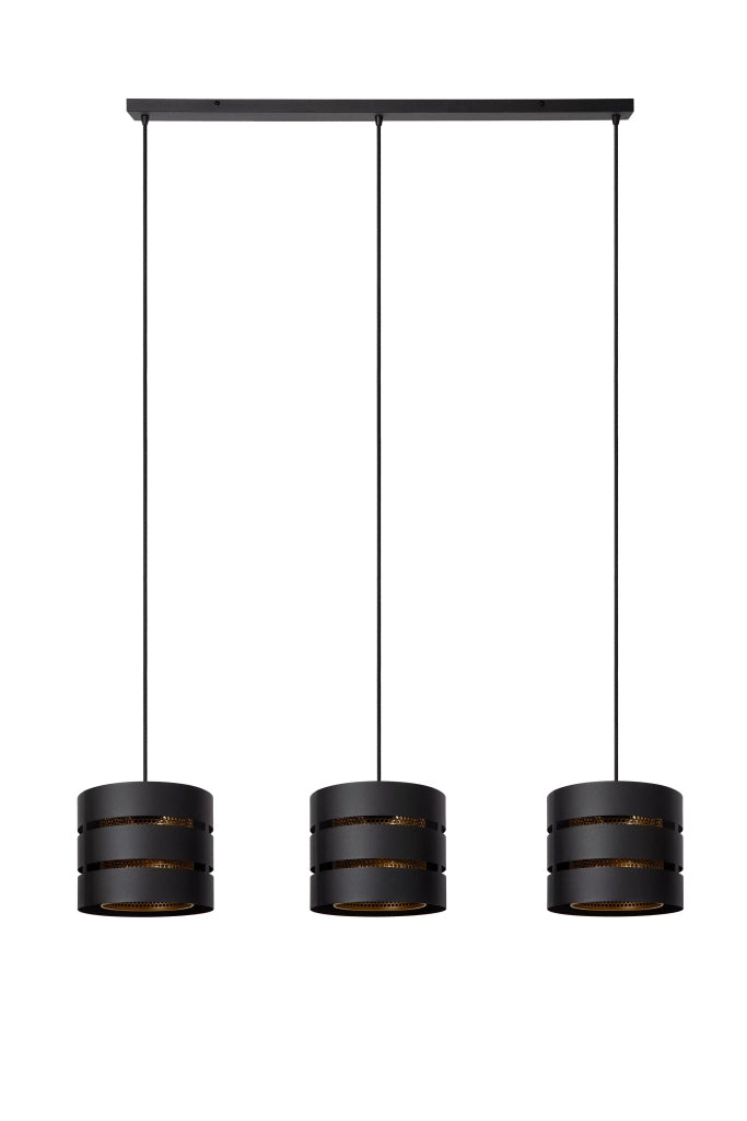 Lampada sospesa tripla moderna nero/oro Lucide Rosas 3xE27