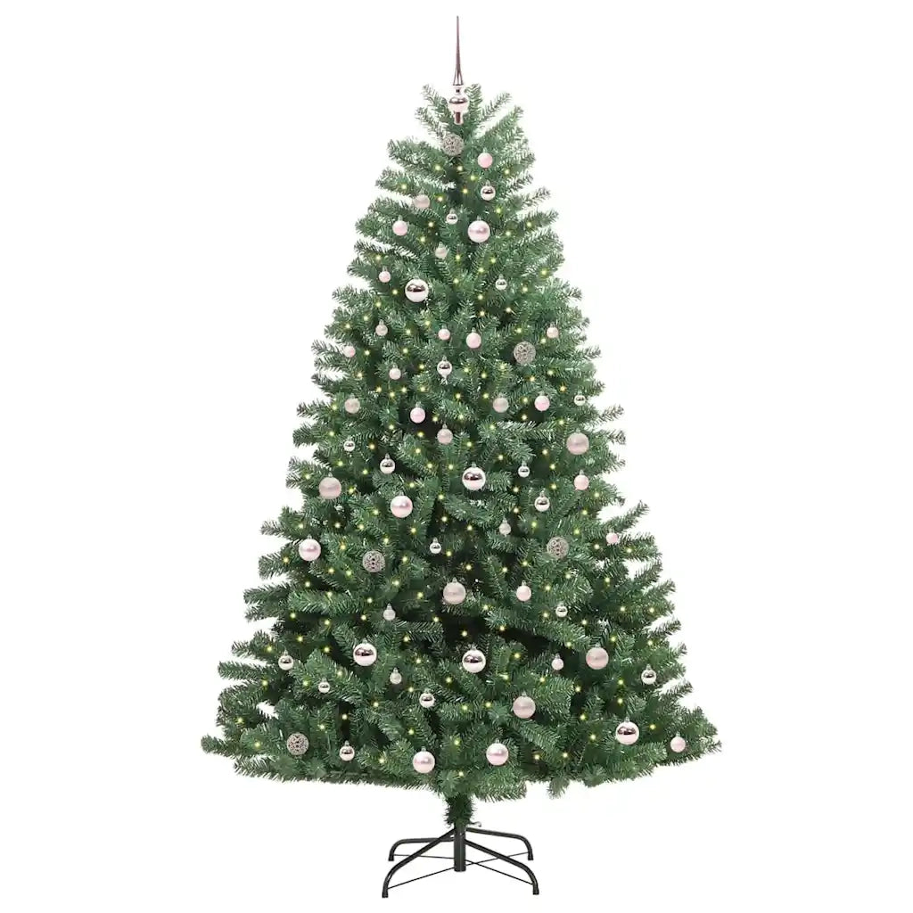 Albero di Natale Artificiale con Rami Pieghevoli Verde 210 cm