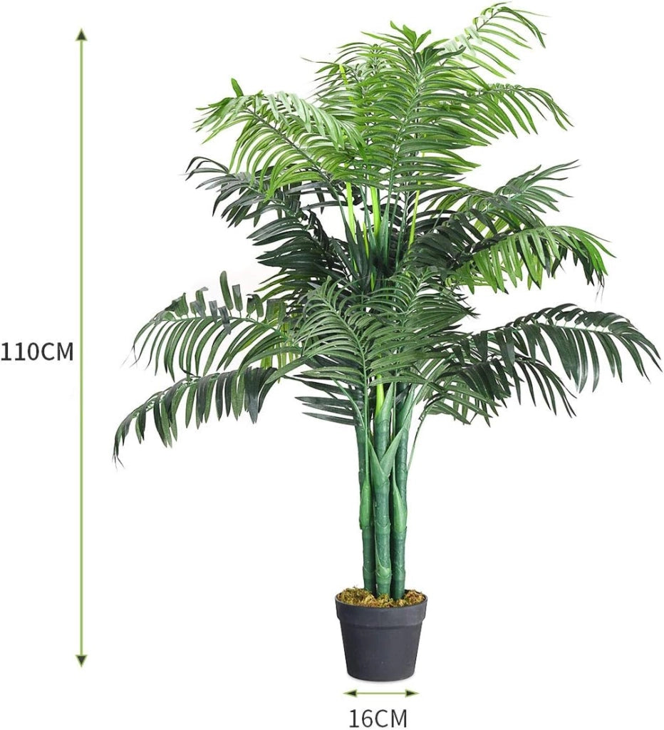 Albero artificiale, palma artificiale con vaso, palma artificiale, pianta d'appartamento in poliestere, per decorazione di interni, altezza 110 cm