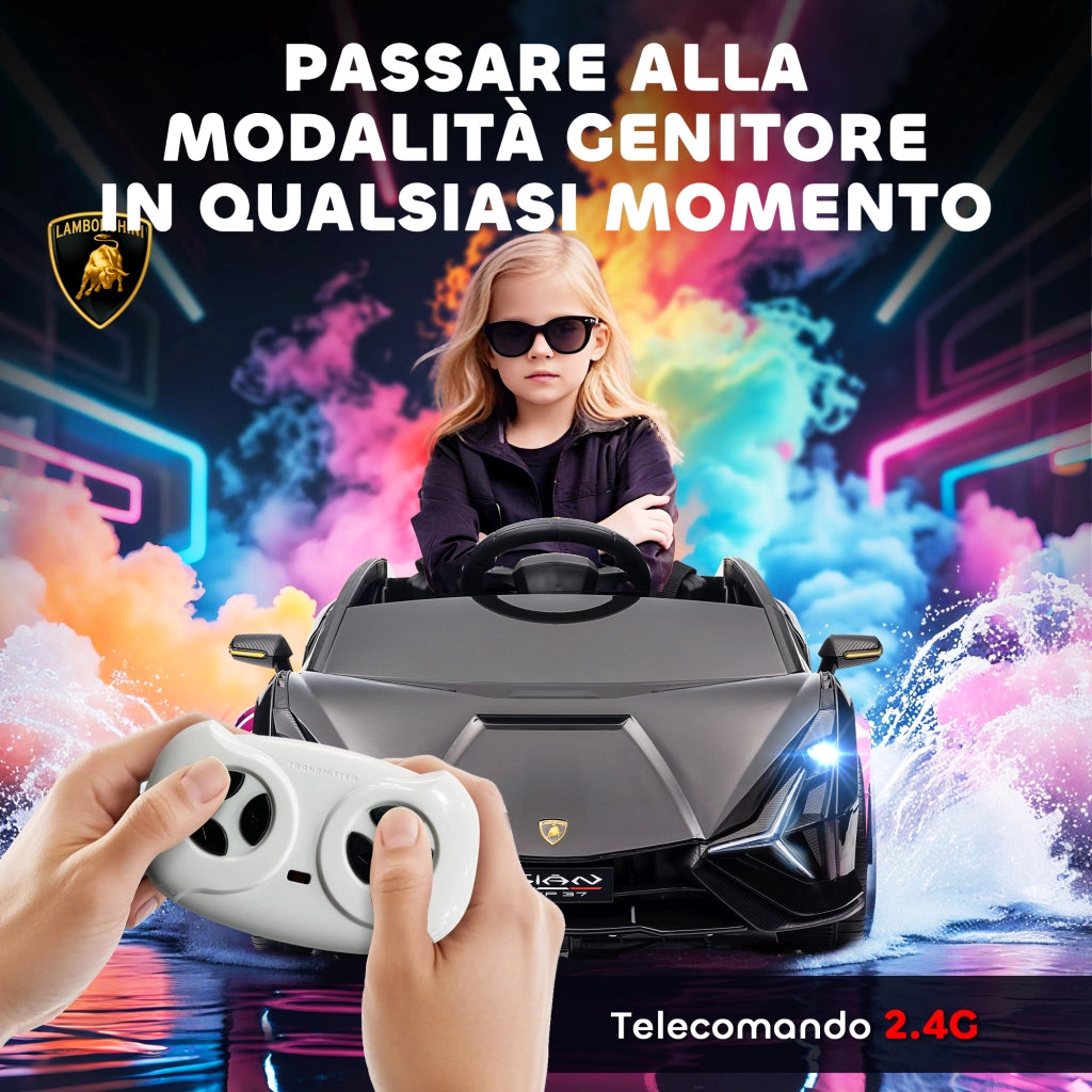 Macchina Elettrica per Bambini Lamborghini 12V ¨C zephmum ¨C Nero con Telecomando