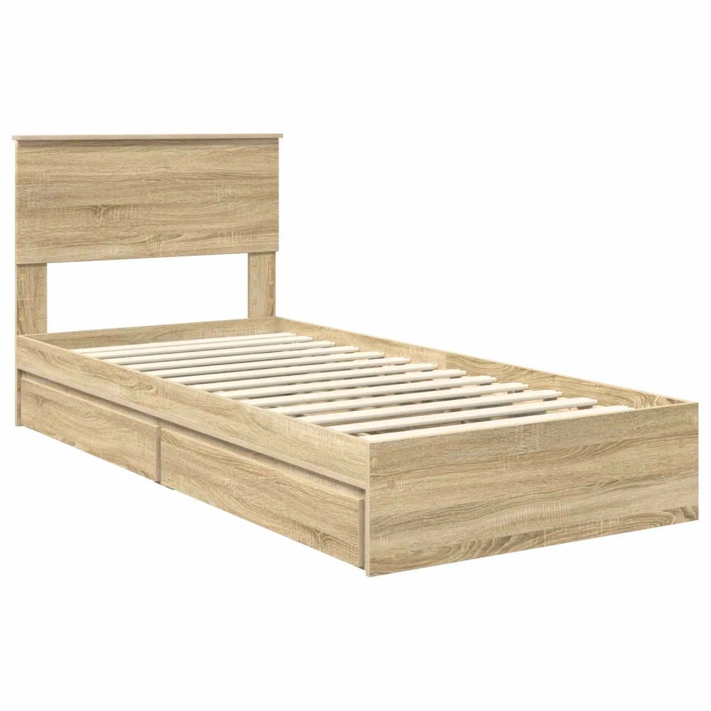 Letto con Contenitore con testiera Rovere Sonoma 75 x 190 cm