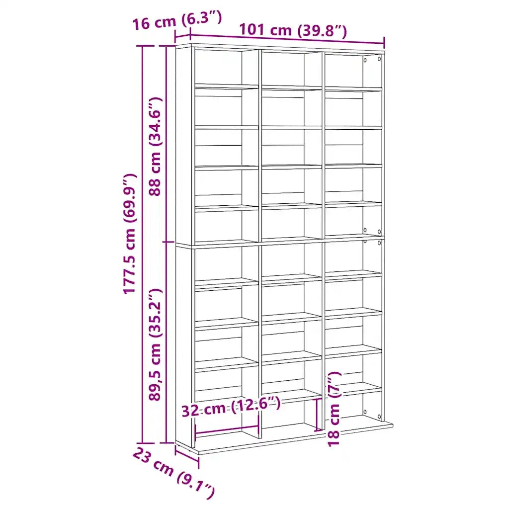 Mobile per CD con lo scaffale Legno vecchio 101 x 23 x 177,5 cm CFW9244013
