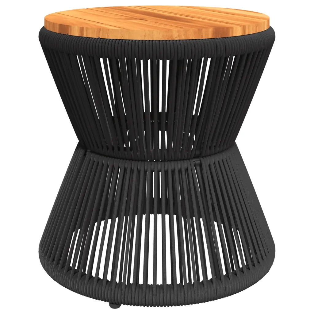 Tavolino-Tavolino da soggiorno-Tavolo Base in Filo Metallico Nero ? 45x44 cm Massello Acacia