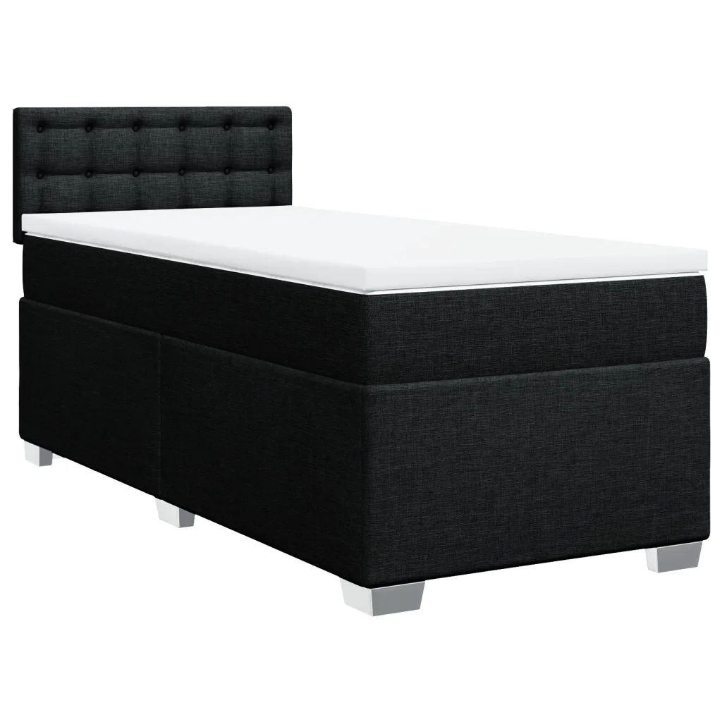 Letto singolo | Letto per adulti | Giroletto a Molle con Materasso Nero 80x200 cm inTessuto