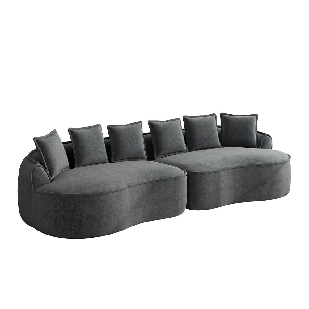 Divano 4 Posti in Tessuto Chenille con Cuscini ¨C Xylo ¨C Grigio