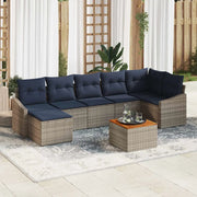 Set Divano da Giardino 8 pcs Grigio e Blu Navy polyrattan 3356533