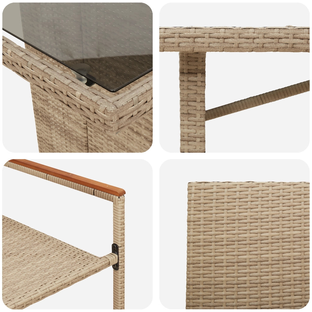 Set da pranzo da giardino 7 pezzi beige in polyrattan