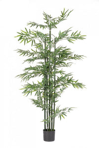 Set 2 Piante Artificiali di Bamboo Ø90x190 cm in Plastica con Vasi Verde