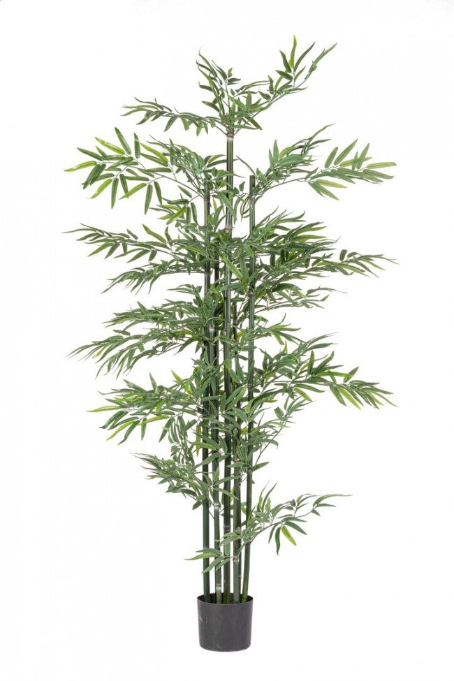Set 2 Piante Artificiali di Bamboo Ø90x190 cm in Plastica con Vasi Verde