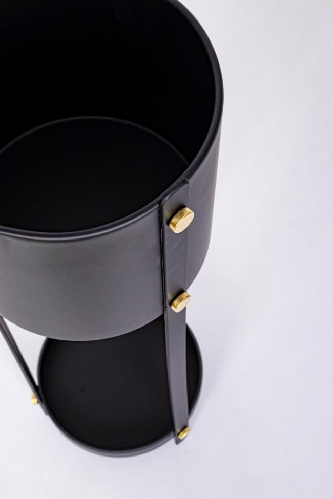 Portapiante Rotondo Ø20x66 cm in Acciaio Nero