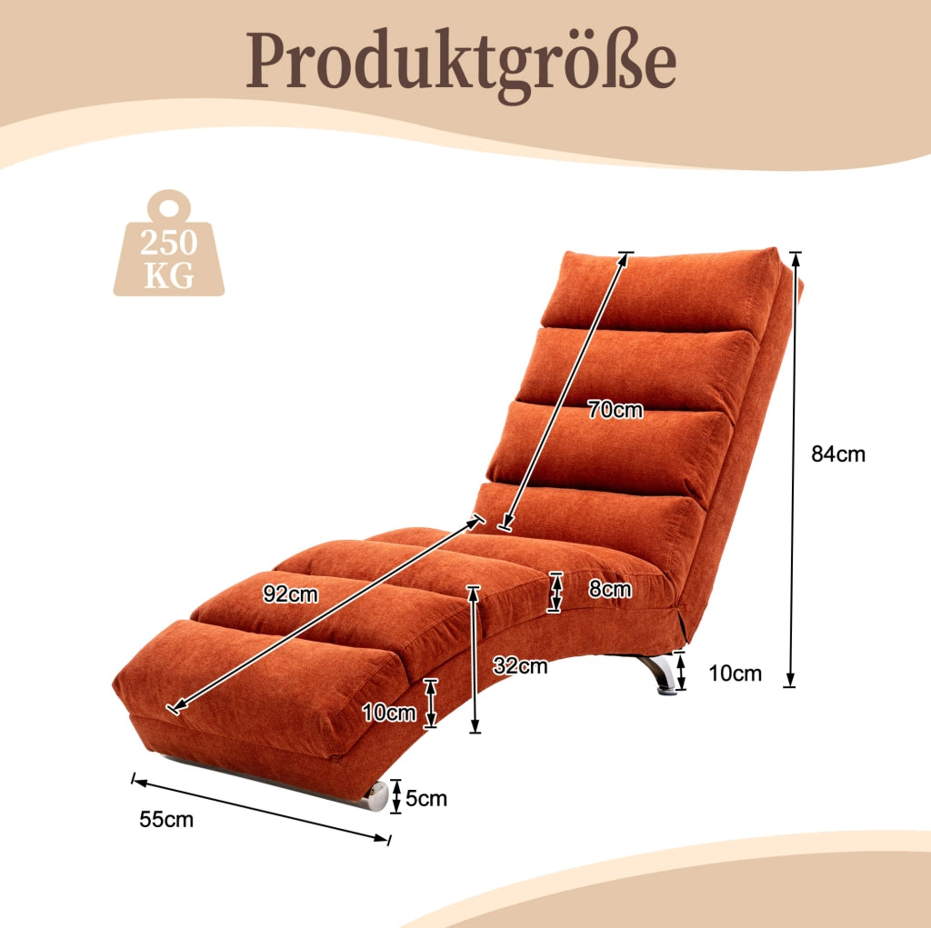 POLTRONA MASSAGGIANTE Fissa 55x148x84 cm Lino Arancione