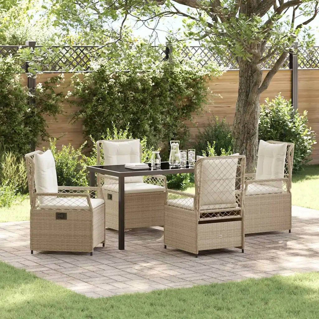 Set da Pranzo per Giardino 5 pcs Beige e Bianco Crema 3381011