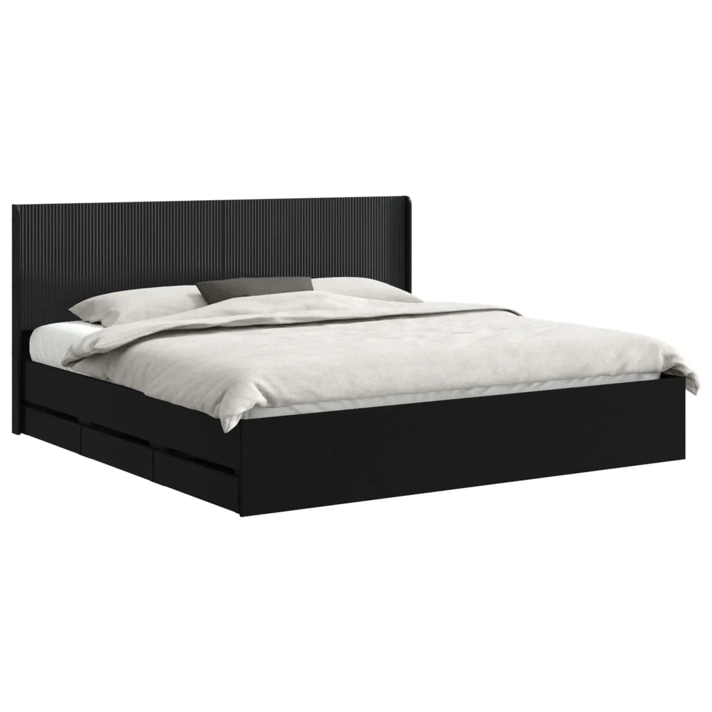 Struttura del letto con stoccaggio e testata Nero 200 x 200 cm 3413918