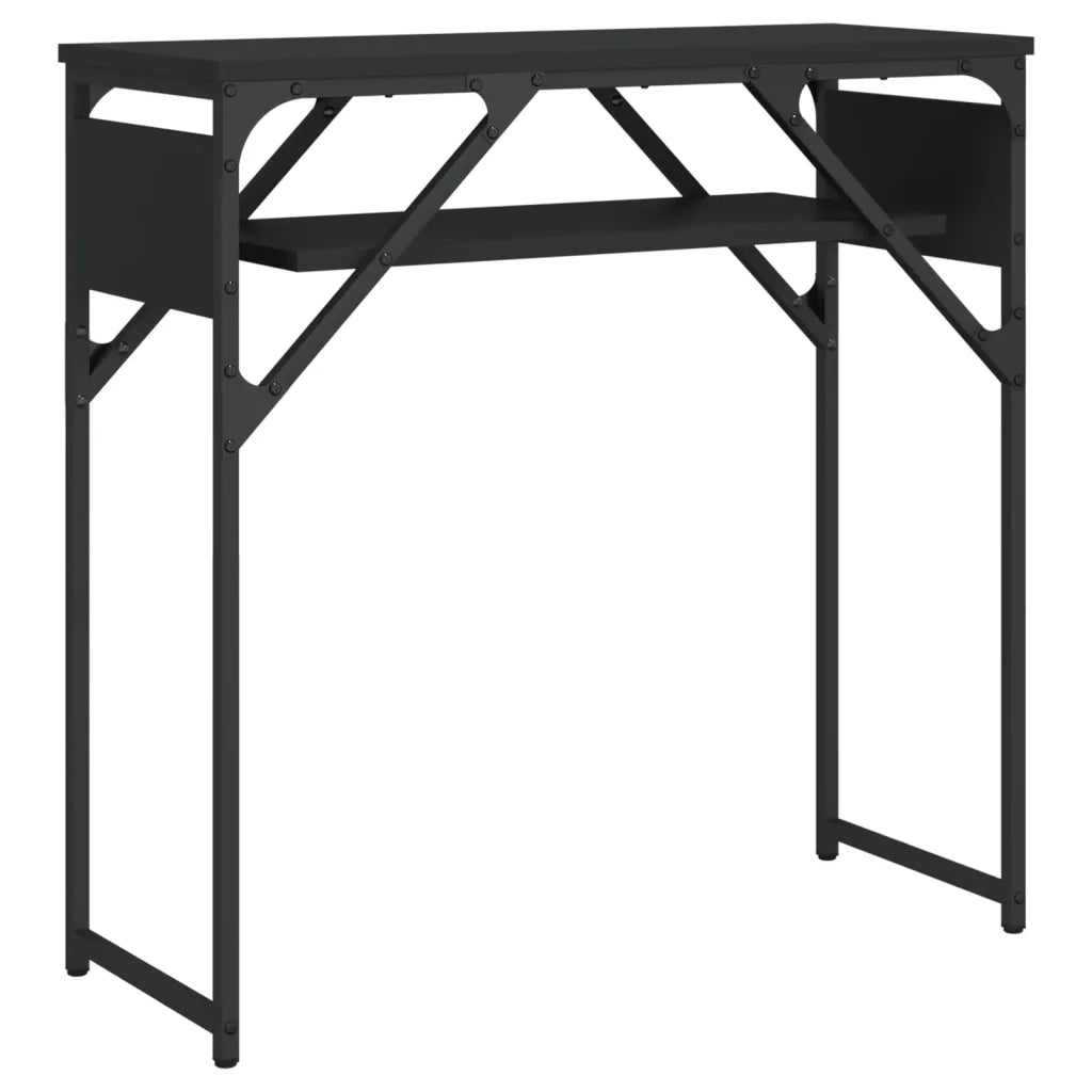Tavolo Consolle con Ripiano Nero 75x30x75cm Legno Multistrato 837797