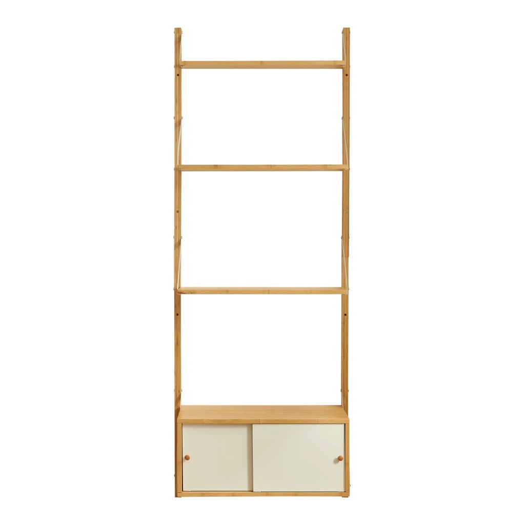 Scaffale dal design senza tempo per soggiorno/camera da letto mobiletto portaoggetti da parete in bambù 176 x 65 x 34 cm finitura naturale 03_0011294