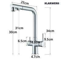 Felix | miscelatore estraibile 3 vie premium grigio titanio opaco | rubinetto da cucina a osmosi in acciaio inox| 360 gradi rotabile filtro 3 attacchi