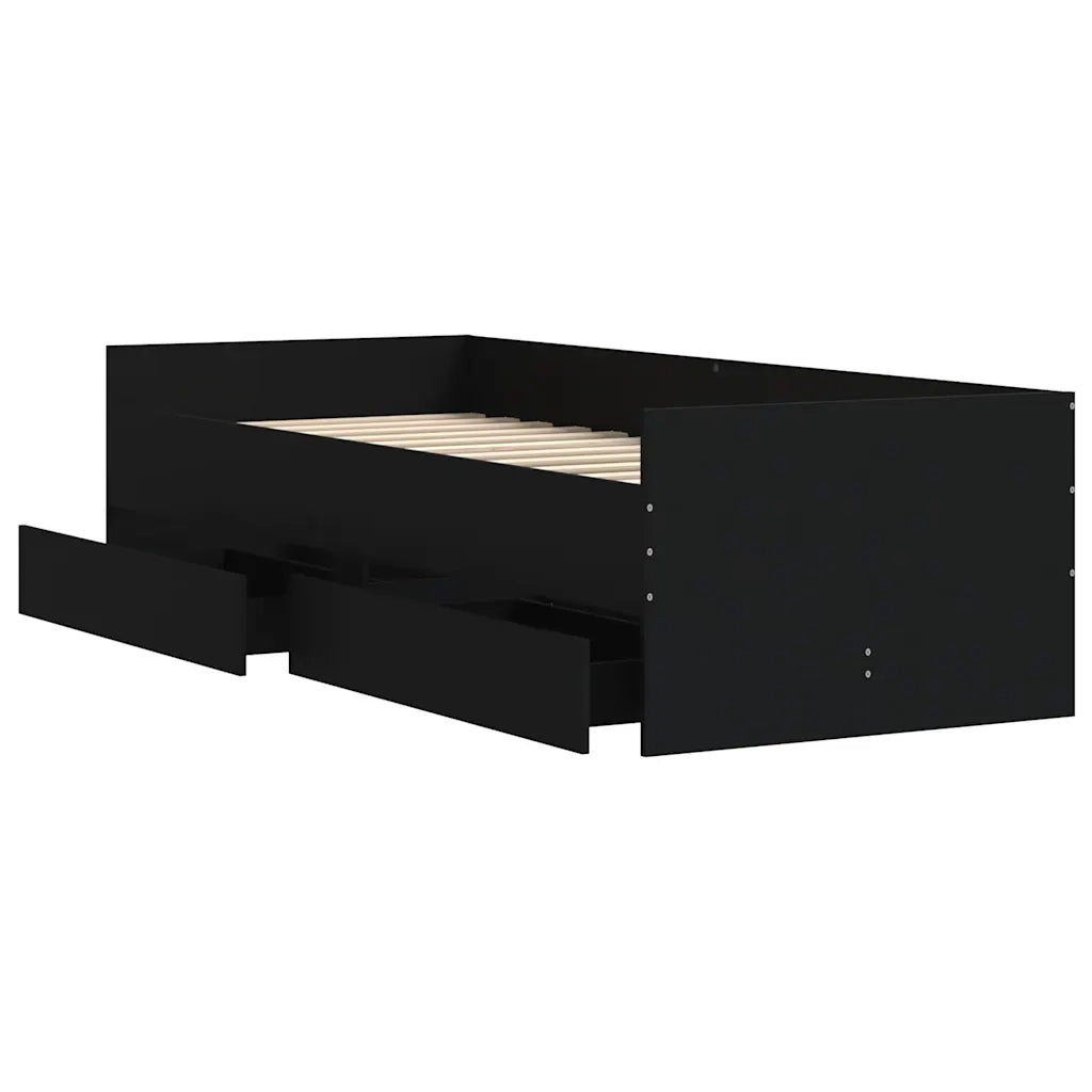 Giroletto con Cassetti-Struttura Letto con contenitore Nero 90x190 cm 298388