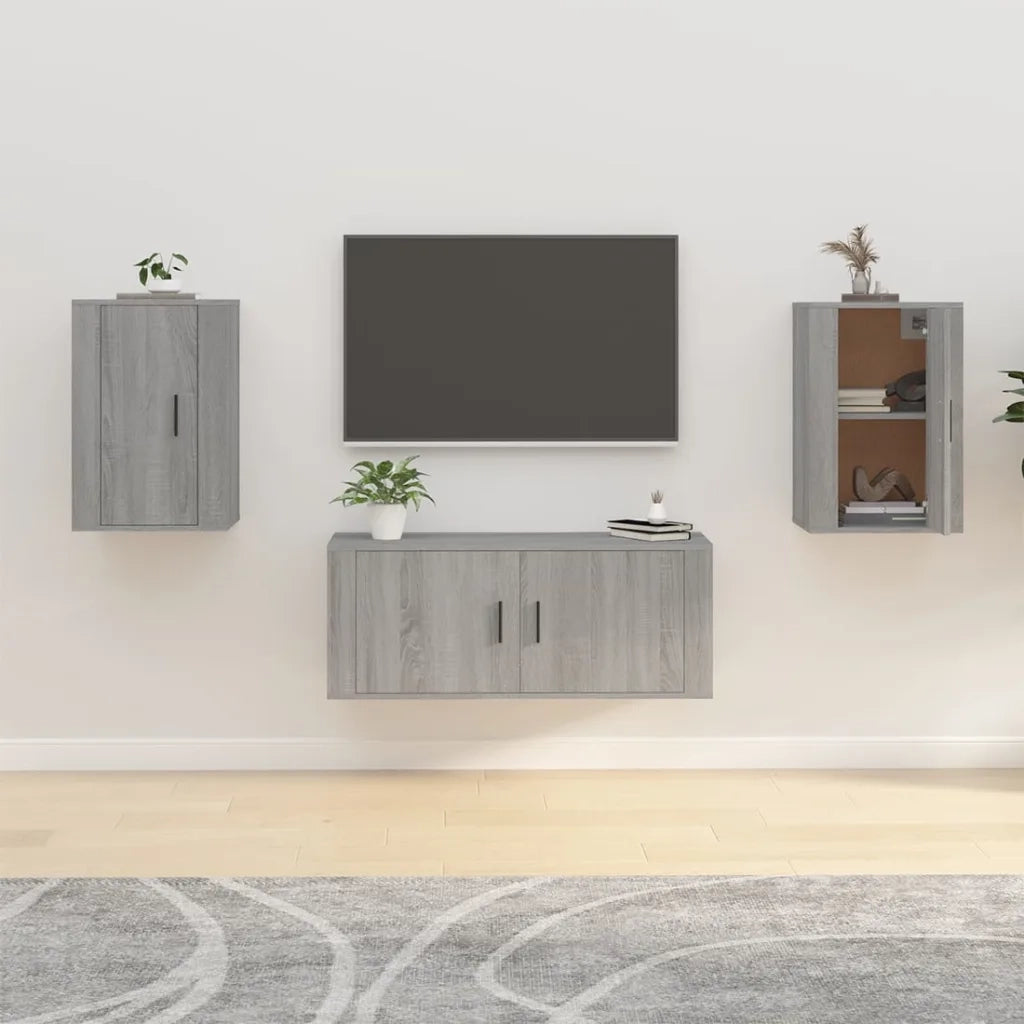 Mobili Porta TV a Parete 2 pz-Set di 2 Credenza per TV sospesa Grigio Sonoma 40x34,5x60 cm