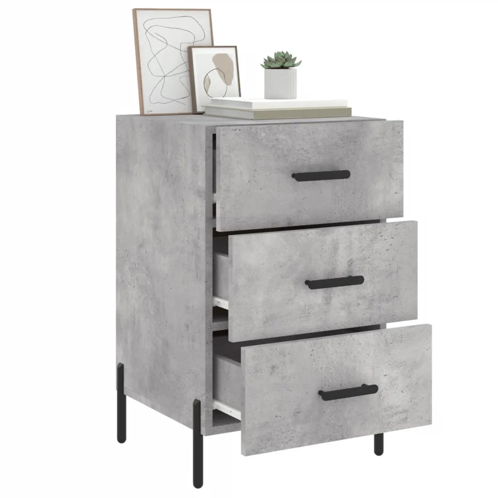Comodino Grigio Cemento 40x40x66 cm in Legno Multistrato 827672