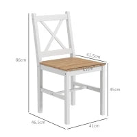 Set 4 Sedie per Cucina e Soggiorno con Schienale a Croce, in Legno di Pino, 41x46.5x86 cm