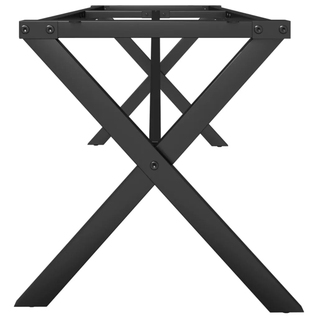 Gambe per tavolino da caffè a forma di X nere 140 x 30 x 43 cm robuste e stabili stile industriale acciaio 02_0047239