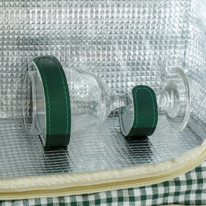 Cestino da picnic in salice per 2 persone con scomparto termico e set stoviglie, marrone