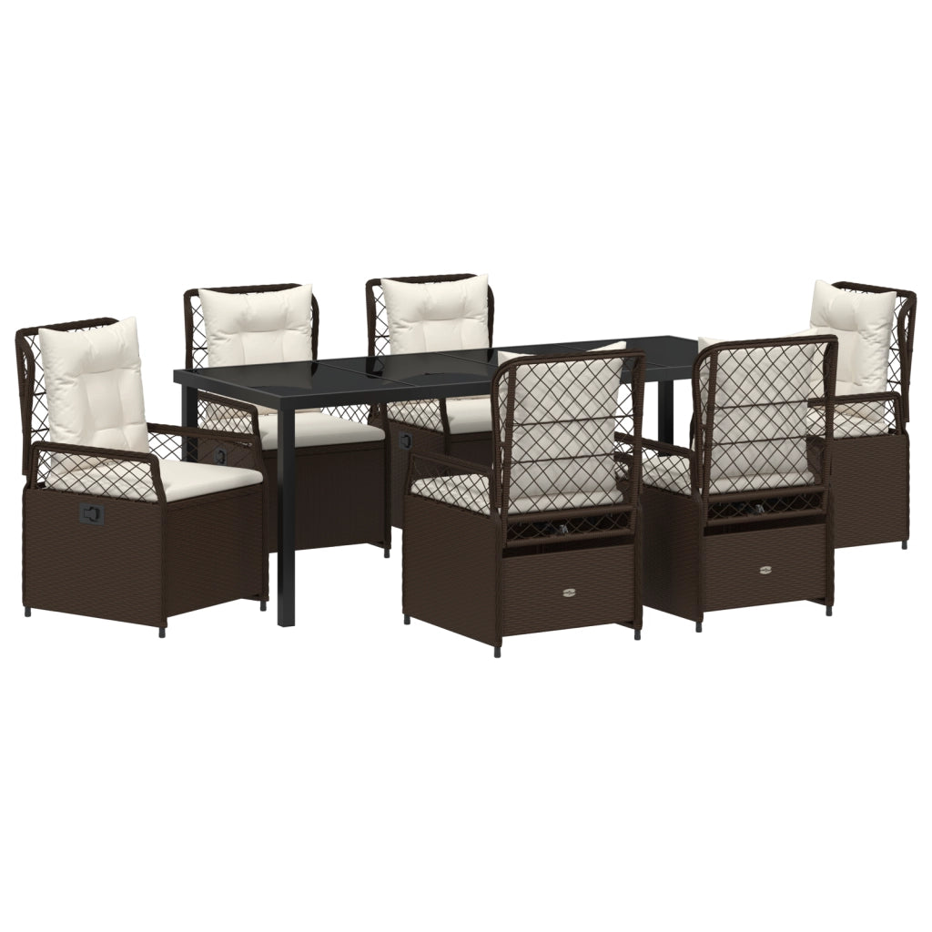 Set da Pranzo da Giardino in 7 Pezzi in Rattan Sintetico Marrone