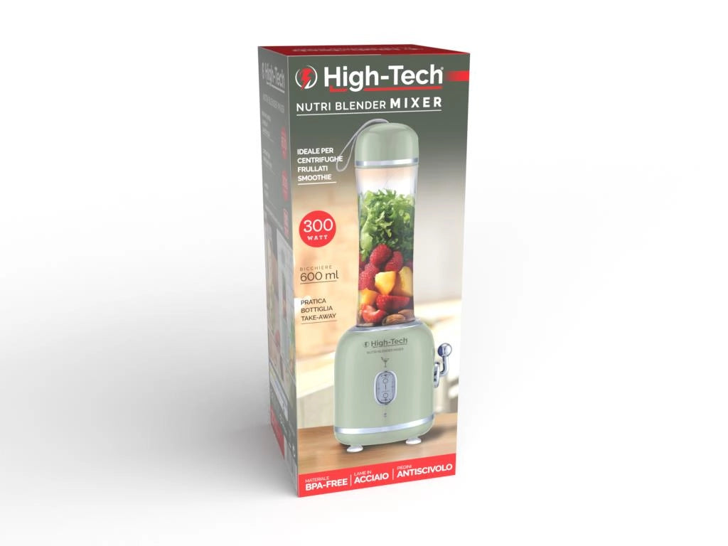 HIGH-TECH FRULLATORE DA 300 WCAPIENZA 600ML CON MINI BULLET SPORTIVO VERDE