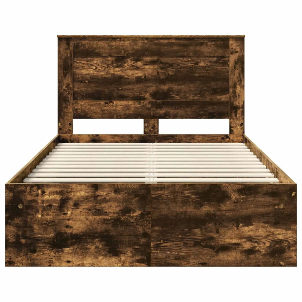 Struttura del letto Rovere fumé 135 x 190 cm Pino massello