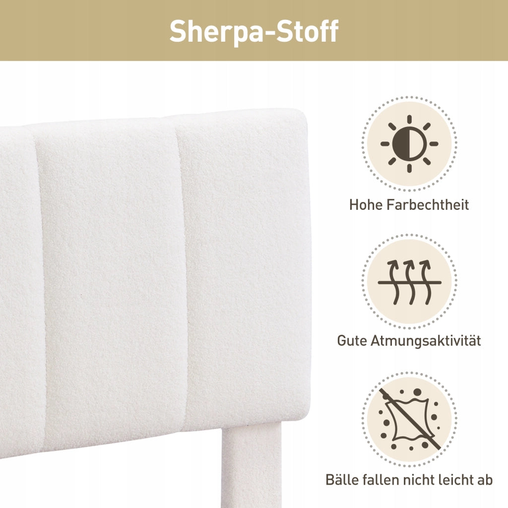 Letto singolo 140x190cm - Xylo - Gambe in acciaio, struttura, rivestimento Sherpa, colore beige