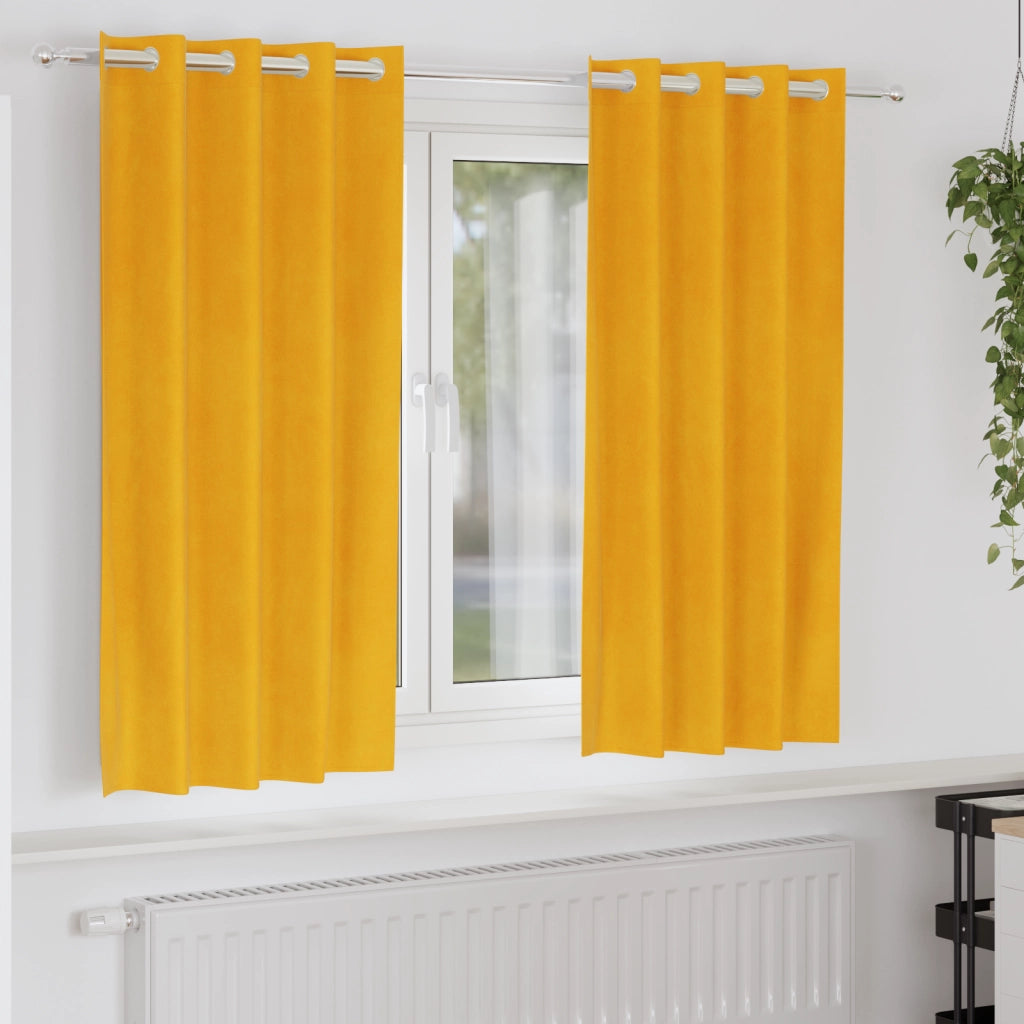 Tende Blackout con occhielli 2 pz Giallo Senape Velluto