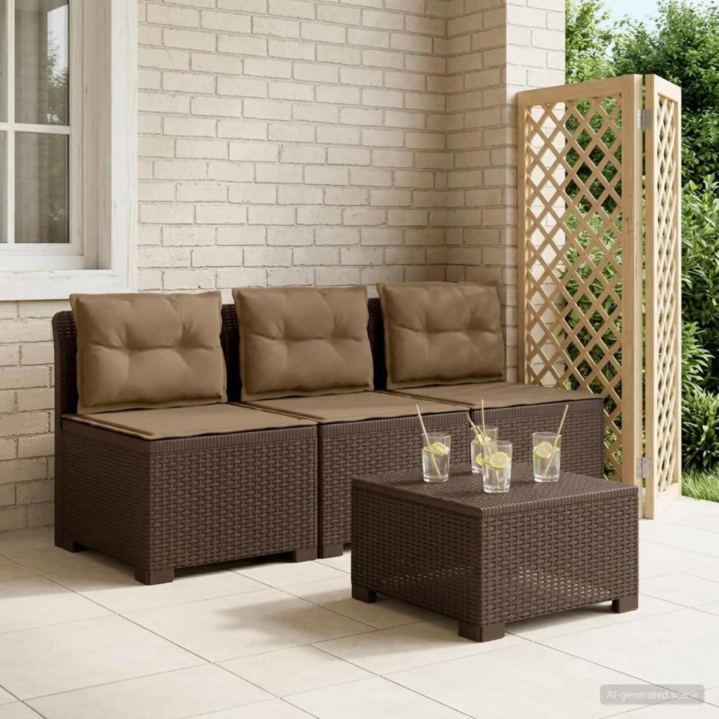 Divano da giardino 3 posti con cuscini in look rattan PP 8011982