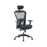 Sedia da ufficio Barbona, Poltrona direzionale a rete con braccioli, Seduta ergonomica da ufficio, 66x68h120/132 cm, Nero