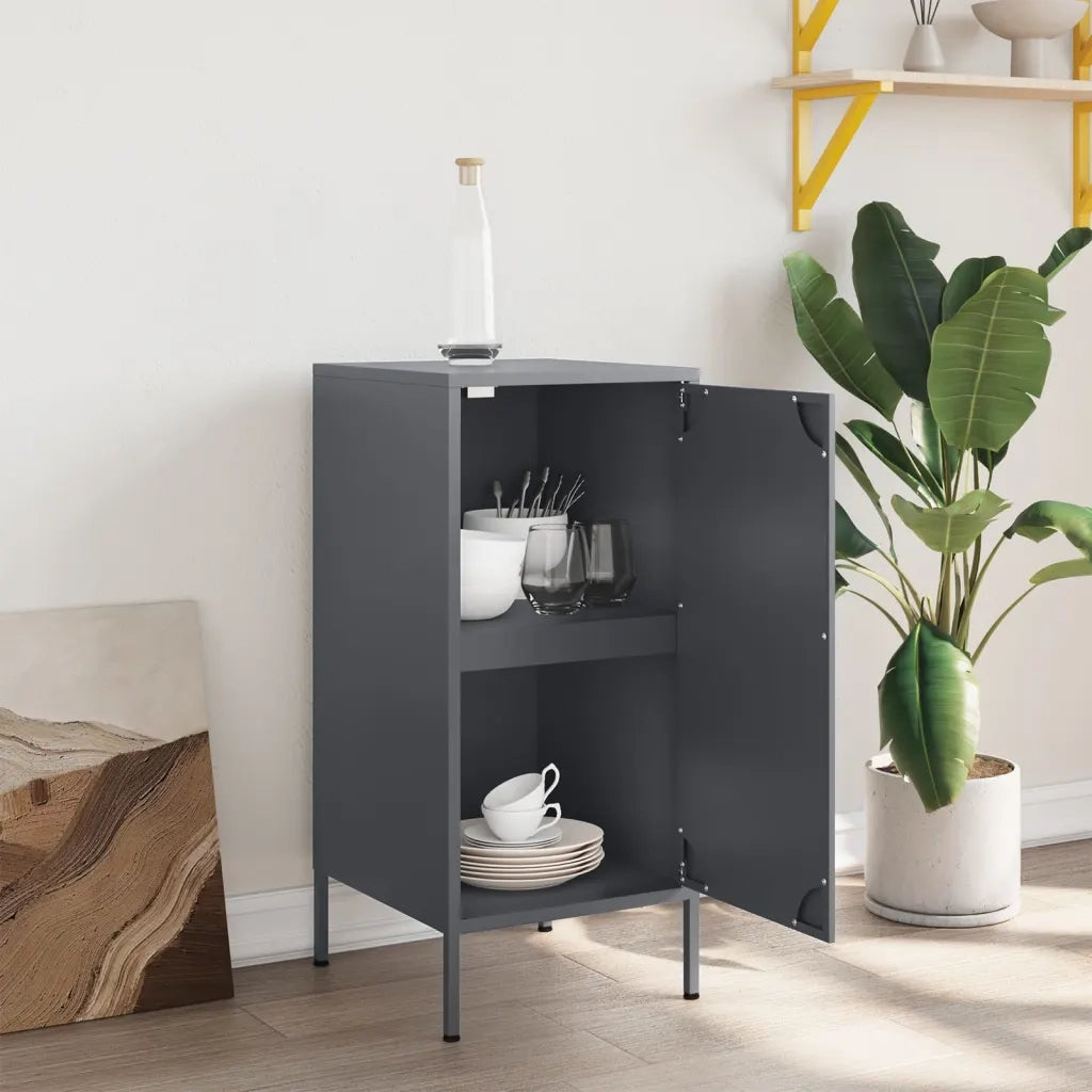 Credenza | Madia | Buffet da pranzo | Armadio da pranzo Antracite 36x39x79 cm in Acciaio