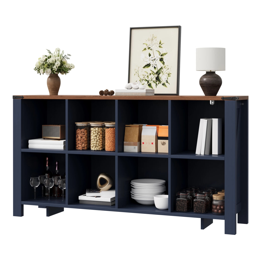 Mobile libreria con 8 vani aperti 140 x 34 x 75 cm in MDF blu