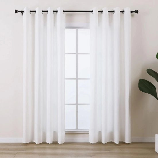 Set di tende in cotone soffice - trasparente - con 2 pezzi - beige sabbia o grigio