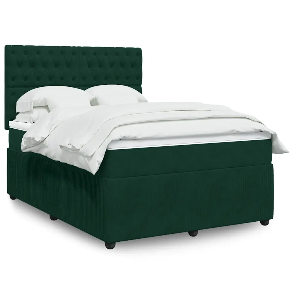 Giroletto a Molle con Materasso Verde Scuro 160x200 cm Velluto 3292391
