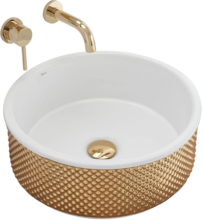 Lavabo Da Appoggio Rea Helen Gold White