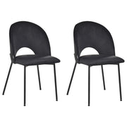 Set di 2 sedie da pranzo rivestimento in velluto nero gambe nere glamour retrò