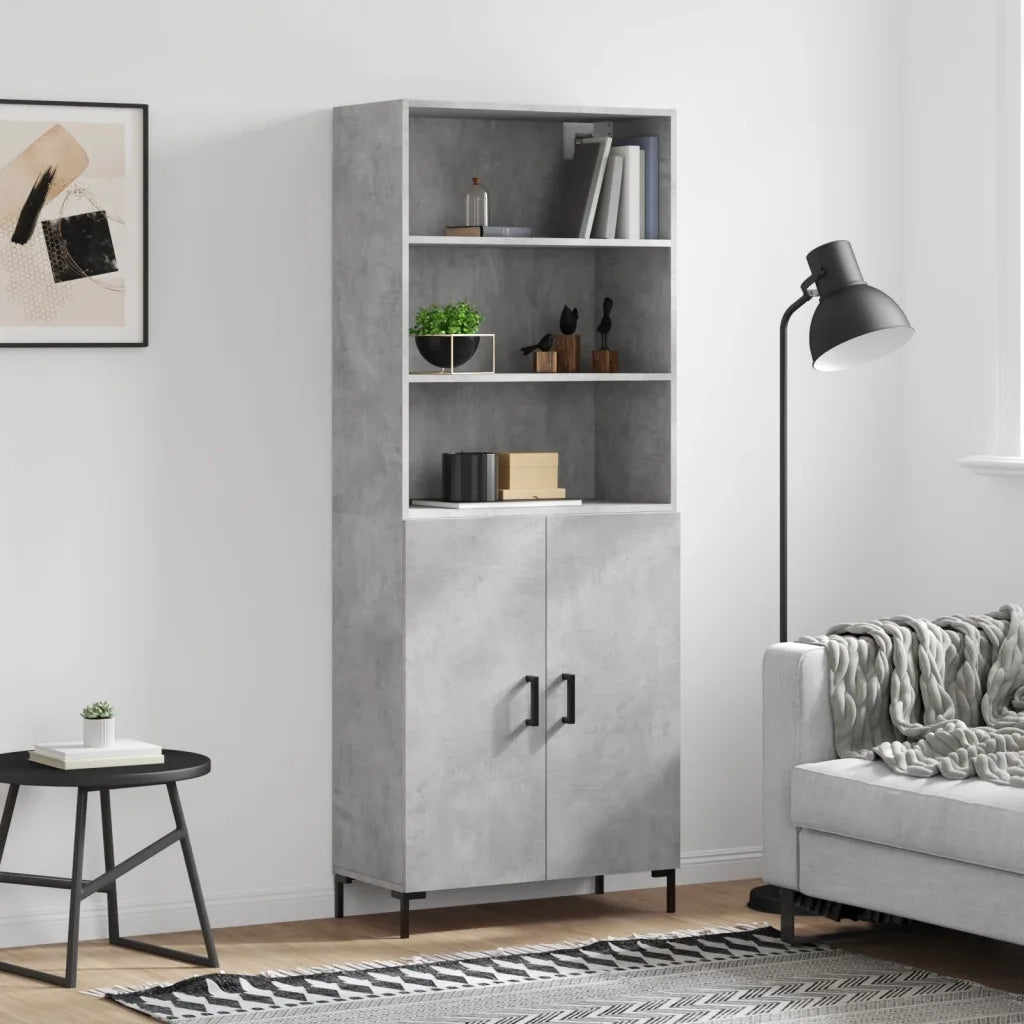 Credenza-Buffet-Armadio da cucina Grigio Cemento 69,5x34x180 cm in Legno Multistrato 609758
