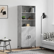 Credenza-Buffet-Armadio da cucina Grigio Cemento 69,5x34x180 cm in Legno Multistrato 609758