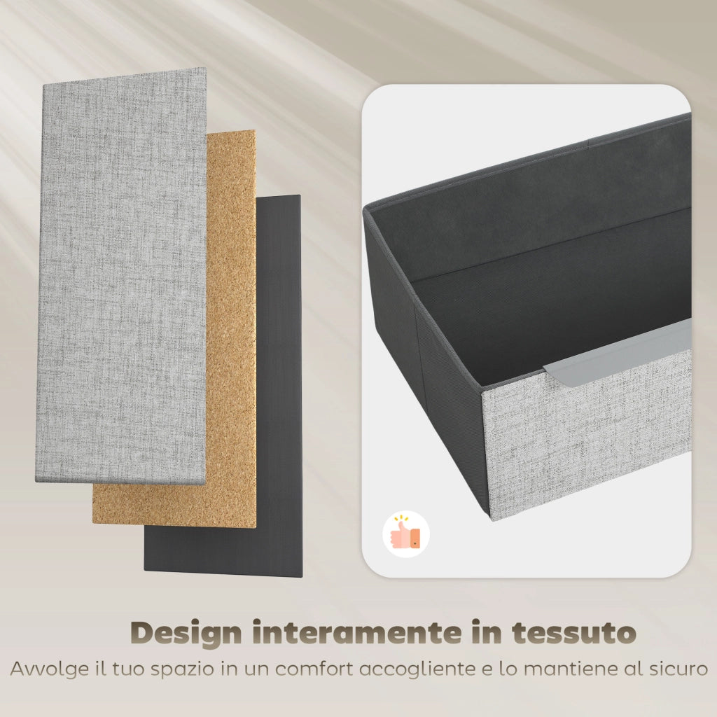 Cassettiera 4 Cassetti Grigio Tessuto Effetto Lino ¨C Minimal ¨C Acciaio 60x36x88