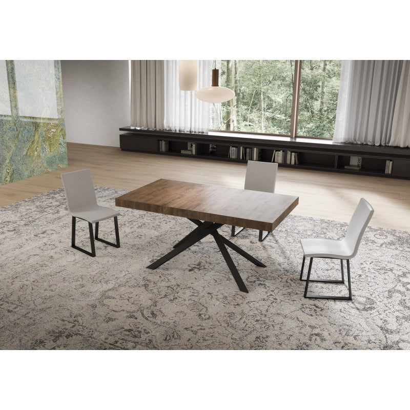 Tavolo allungabile 160/420x90 cm Niket telaio Antracite - Noce