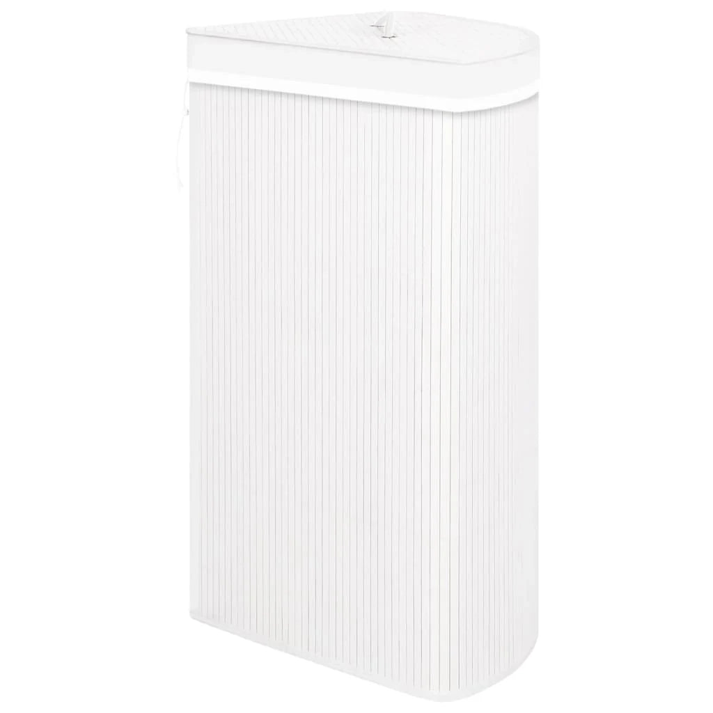 Cesto portabiancheria angolare in bambù 60 litri bianco 02_0006150