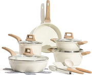 Set di pentole 14 pezzi - 24cm e 28cm pentole - 18cm, 20cm e 24cm padelle - Con coperchio e accessori da cucina - Senza sostanze pericolose - Compatibile con tutti i forni Set di pentole