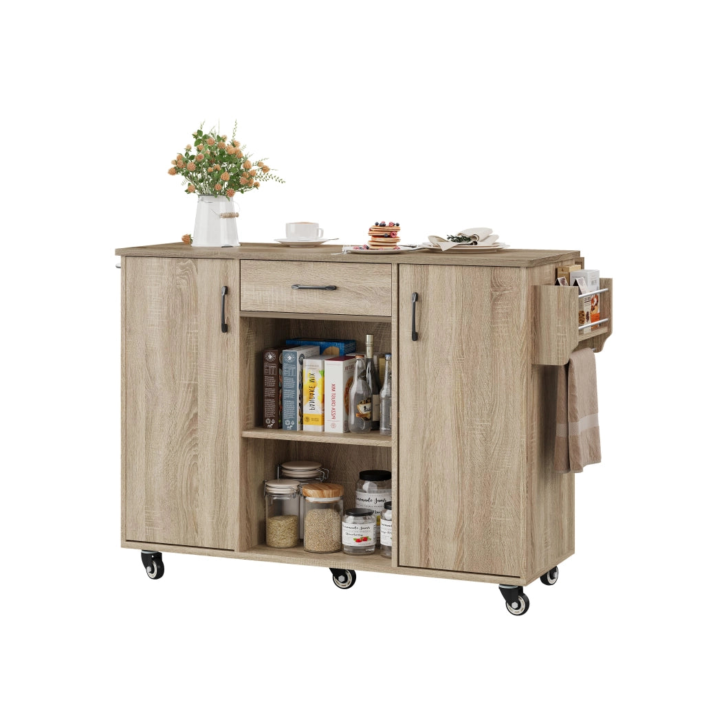 Isola Cucina Mobile con Piano Ribaltabile e Cassetto ¨C MINIMAL ¨C Rovere Sonoma, 92,9x120x43,5 cm