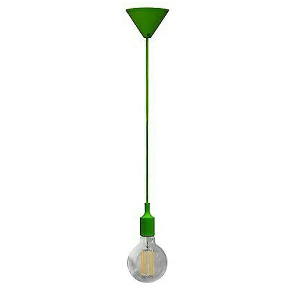 Trade Shop - Portalampada A Sospensione Pendente Lampadario Soffitto E27 Verde Dt-j01 1 Metro -